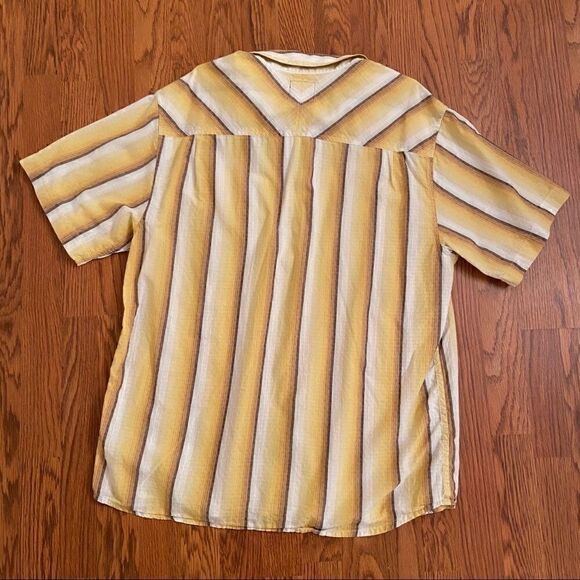 Prana Yellow Striped Casual Button Down Shirt XL - Picture 2 of 5